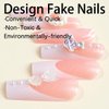 24 Pcs Square Press on French Tip Fake Nails Full Cover 3D Rhinestone Acrylic False Tips with Gems Sweet Pink Stick on Artificial Nails for Women Manicure Decorations