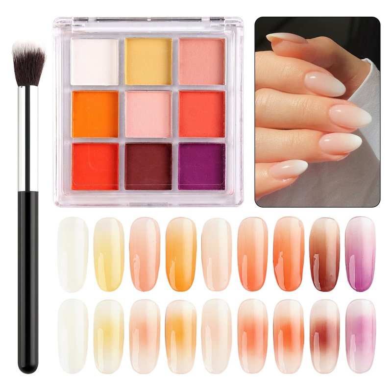 SUTOKAKA Ombre Nail Pigment Powder Set 9 Colors Solid Gradient Nail ...