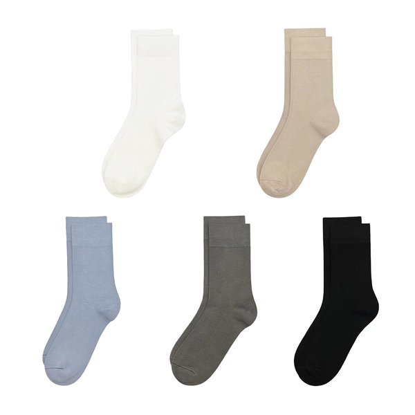 SERISIMPLE Viscose Bamboo Kids Crew Socks School Anti Odor Socks for Boys Girls Uniform Light Weight Flat Seam Socks 5 Pairs (Assorted2, Medium)