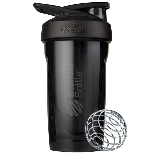 BlenderBottle Strada Shaker Cup Perfect for Protein Shakes and Pre Workout, 24-Ounce, Black