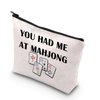BDPWSS Funny Mahjong Makeup Bag Mahjong Lover Gift Mahjong Tiles Bag Mahjong Girl Cosmetic Bag Mahjong Board Game Storage Bag Mah Jongg Player Gift (Had at maj)