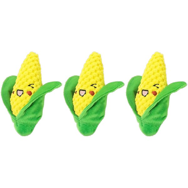 PetSport 3 Pack of Tiny Tots Foodies Corn Plush Dog Toys with Squeakers, 5 Inch