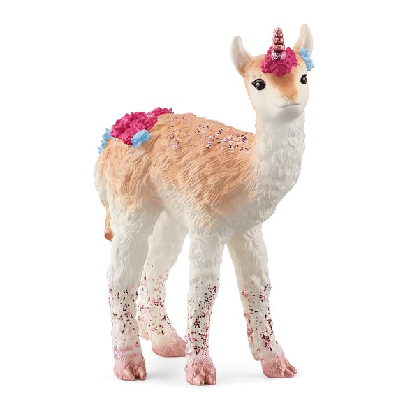 Schleich bayala Mythical Decorated Pink Llamacorn Figurine - Featuring Glittery Details and with Shiny Spiral Horn, Imaginative Fun and Durable Toy for Girls and Boys, Gift for Kids Ages 5+