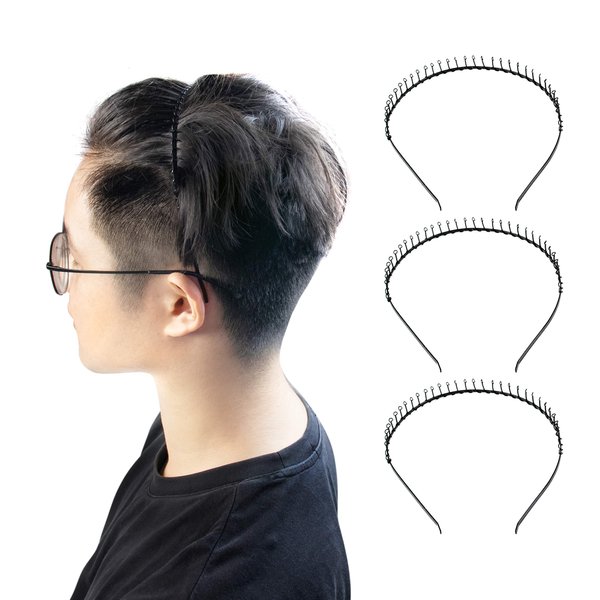 AUEAR, 8 Pack Unisex Black Metal Teeth Comb Wavy Hair Band to Hold Short Long Hair Hair Hoop Hairband Headband Hair Accessories by Beauty hair