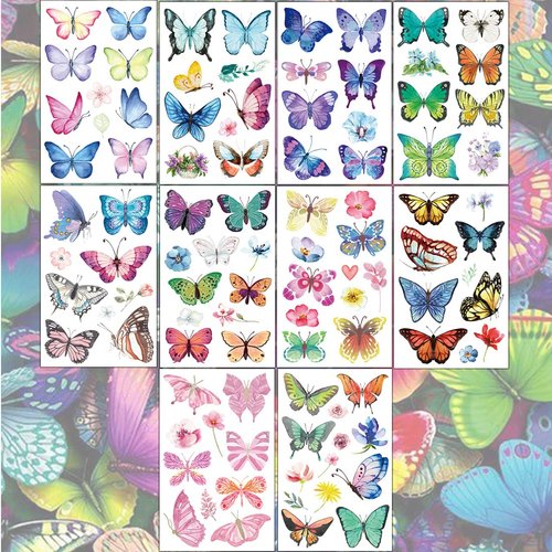 Ooopsiun Butterfly Temporary Tattoos for Girls - 90 Styles Butterfly Party Favors Decorations for Girls Women