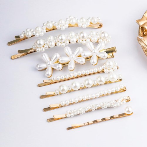 16pcs Hair Pins With Pearls Vintage Pearl Hair Bobby Pins Metallic Flower Barrettes Combination Hair Clips for Women Girls Styling Pins Minimalist Hair Decorative Wedding Dainty Accessories