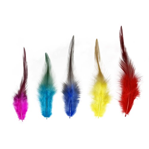 Happy Feather 100PCS Saddle Hackle Rooster Feather for Crafts, 5-7 inch Natural Pheasant Neck Feathers DIY Pendant Earrings Dream Catcher-Multi Color