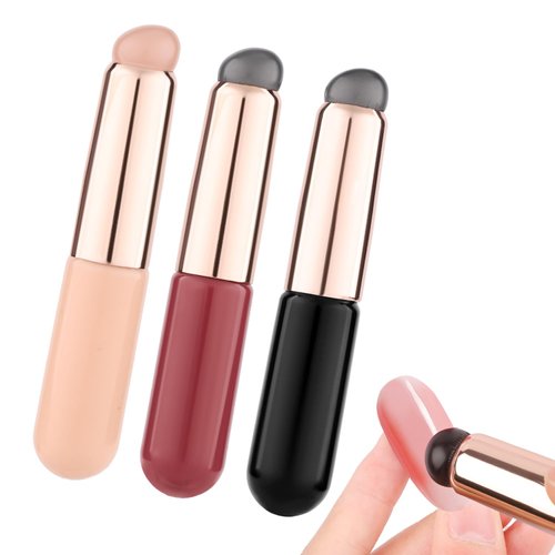 3pcs Nail Silicone Brush, Reusable Nail Gradient Brush Silicone Jelly Head Nail Brushes Concealer Lipstick Makeup Brush Soft Nail Painting Ombre Brush for DIY French Nail Art Tip Manicure Tool