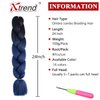 Xtrend 6Pcs 24 Inch Ombre Jumbo Braiding Hair 2 Tone Afro Braiding Hair Extensions 24 Inch Synthetic Hair for Braiding 100g/pc (5 Pieces, Black/Dark Blue#)