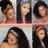 Water Wave Headband Wig Human Hair Wigs for Black Women - Brazilian Virgin Hair Water Wave Wig Headband - Glueless None Lace Front Wigs Wet and Wavy Wig 150% Density Natural Black (22 Inch)