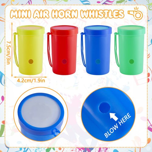 12 Pieces 3 Inch Mini Air Horn Blow Horn Noise Makers for Sporting Events Celebrations Parties Plastic Whistles Loud Noise Makers 2022 Soccer Party Favors