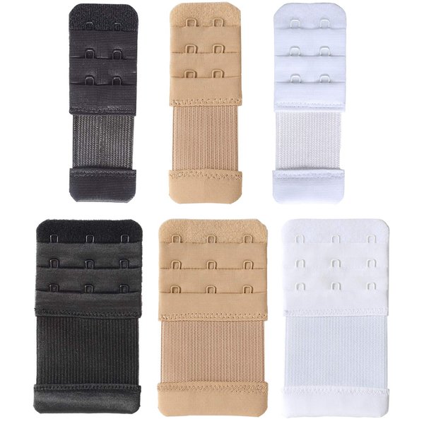 SAMGU 6 Pieces Women's Bra Extenders 2 Hook / 3 Hook Stretchy Bra Extension Strap (one size, 2 Hook 1/2 Inch & 3 hook 3/4 Inch)