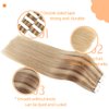 VINBAO Remy Hair Extensions Tape in Human Hair Chocolate Brown to Caramel Blonde Balayage Straight Skin Weft Remy Tape in Human Hair Extensions #10/16/16 20 Pcs 50g (18inch, 10/16/16)