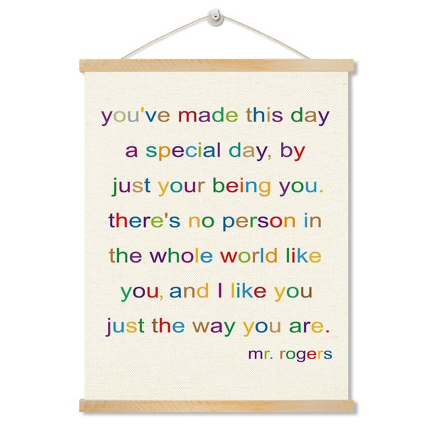 Mr. Rogers Quote Poster, You've Made This Day A Special Day Poster, Wood Poster Hanger, Motivational Canvas Poster Hanging Decor, Canvas Wall Decor Art, Kids Room Decor, Encouragement Gift