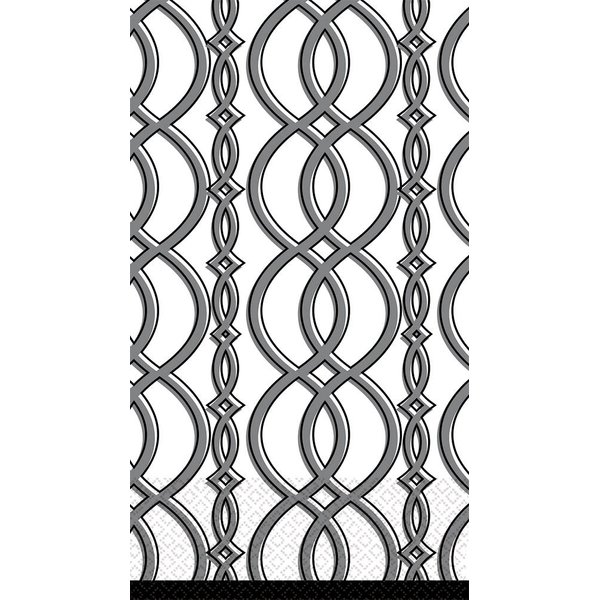 Amscan Elegant Chain Disposable 2 Ply Eco Paper Guest Towels Tableware (16 Piece), 8" x 4.5", Grey