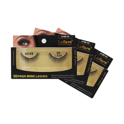 Laflare Silk Lashes 3D FAUX MINK Eyelashes, Light, Reusable, Handmade, Natural Looking, Professional Easy to Apply Eyelashes in a Knitted Style1-3 PACKS BUNDLE SPECIA (3, SD03)