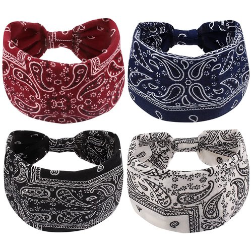AOPRIE Top Knotted Headbands for Women Wide Plain Bandana Headbands 4 Packs Hair Bands for Women's Hair Soft Turban Headbands for Women Wide Headbands for Women