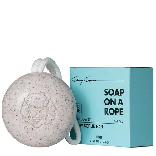 MARLOWE. x Danny Duncan No. 069 Soap On A Rope Body Exfoliator Scrub Soap Bar 4.85 Oz with Pumice, Apricot Seed Powder, Shea Butter & Olive Oil, Formula with No Parabens & Sulfates, Santal Scent