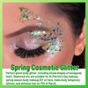 Allstarry Holographic Chunky Body Glitter 4 Colors Cosmetic Face Glitter Eyeshadow Makeup Aurora Green, Hair and Eye Glitter Rave Accessories for Women Makeup Spring St. Patrick's Day Manicure