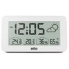 Braun Digital Weather Station Clock with Indoor and Outdoor Temperature and Humidity, Forecast, LCD Display, Quick-Set, Crescendo beep Alarm in White, Model BC13WP.