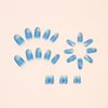 BMKKOT Blue Press on Nails Medium Length Almond Fake Nails Blue Gradient Marble Glue on Nails Summer Acrylic Nails Glossy False Nails Reusable Artificial Stick on Nails for Women Girls Manicure 24Pcs