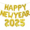 Happy New Year 2025 Balloons Banner, 16 Inch Gold Thickened Foil Mylar Helium Balloons for 2025 New Years Party Decorations New Years Eve Party Supplies Decoracion De Año Nuevo 2025 Balloons | Gold
