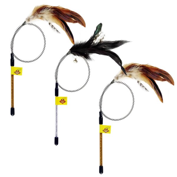 TTcat Cat Wand Toys,3Pcs Spring Feather Wand Toys for Cats and Kittens,Interactive Cat Toy Kitten Toy for Indoor Cats to Play Chase Exercis.