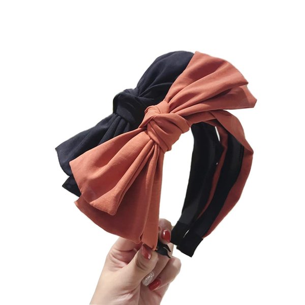 Wiwpar Knotted Bow Headbands for Women Fashion Cute Knot Headband Hair Bands Solid Bow Hair Accessories for Women Girls (Brick Red)