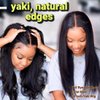Nadula Yaki Straight Bye Bye Knots Glueless Wig Kinky Edge Hairline 7x5 Pre Cut Lace Front Wigs Human Hair Pre Plucked Pre Bleached 3S Ready to Go Pre Everything Glueless Wig 150% Density 16inch
