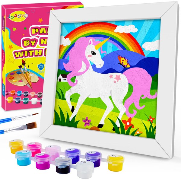 JOAOYO Paint by Numbers for Kids Ages 8-12 Easy Acrylic Paint by Number Kits for Girls Boys Adults with Wooden Frame Oil Painting Kits for Kids Ages 4-8 Perfect for Gift Home Decoration (Pink)