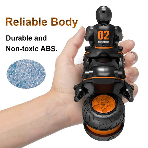 Sinovan RC Motorcycle Remote Control Motorcycles,High Speed Rc Car Remote Control Car,2.4Ghz 360° Rotating Drift Stunt Car Motorbike for Kids Age 4,5,6,7,8 and Up Year Old(Orange)