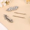 4PCS Rhinestone Hair Clips Crystal Pearl French Hairpins Flower Hair Barrettes Hair Clips for Prom Bride Wedding Valentines Hair Accessories for Women Girls