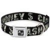 Buckle-Down Dog Collar Seatbelt Buckle Cash Money Black Dollar Bills Fill, Multicolor, 1.5" Wide - Fits 16-23" Neck - Medium (DC-W32920-WM)