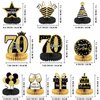 10PCS Black Gold 70th birthday decorations for Men and Women，70 birthday Decorations Honeycomb table centerpieces，Happy 70th Birthday Centerpieces Tables Toppers，70th Birthday Table Sign Decor