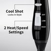 Travel Compact Hair Dryer, 1875W Lightweight Blow Dryer with Detachable Handle, 1 Nozzle, 2 Heat Settings, 2 Speed Slide Switch, Cool Shot Button, Fast Drying for Family, Student (Black)