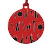 Makeup Lipstick Mascara Eyeliner Pattern Aluminum Holiday Christmas Tree Ornament - 3.0" (7.6 cm) x 3.37" (8.6 cm)