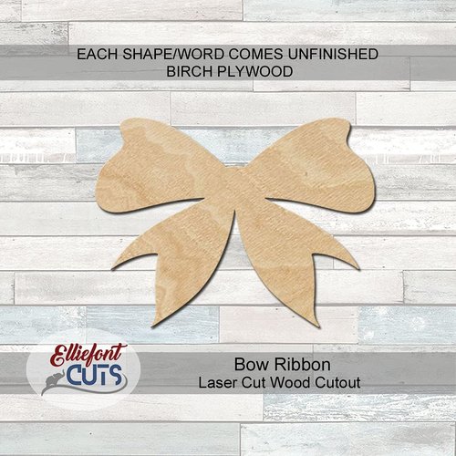 Bow Ribbon Wood Cutouts for crafts, Laser Cut Wood Shapes 5mm thick Baltic Birch Wood, Multiple Sizes Available