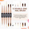 Nail Art Brushes Set - Professional 5pcs Double-Ended Acrylic Nail Art Brushes Liner Detail Thin Brushes for Drawing Design Brushes Gel Builder Brushes 3D Nail Art Tools (Black)