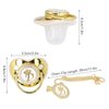 Golden Letter Baby Pacifier, Personalized Bling Pacifier with Pacifier Clips and Anti-Dust Cover for Baby Shower Newborn Birthday Photography(Letter D)