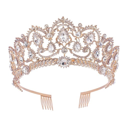 SNOWH Wedding Tiaras and Crowns - Rhinestone Bridal Crown Princess Tiara - Jewelry Headpieces with Comb for Women and Girls, Rose Gold