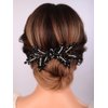 Teyglen Crystal Bride Wedding Hair Comb Black Rhinestone Hair Side Comb Crystal Hair Piece Bridal Hair Accessories Flower Headpiece for Women Girls (Black 2)