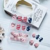 NEWSPIED 4th of July Press on Nails Short Square Independence Day Fake Nails with Glitter Sequin Star Stripe Design Acrylic Glue on Nails Star False Nails for Women 4th of July Nails DIY 24Pcs