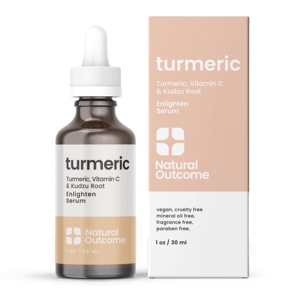 Natural Outcome Turmeric Face Serum l Dull Spot Corrector Facial Serum I Reduces Sunspots, Hyperpigmentation, and Age Spots I Advanced Anti-Aging Serum with Vitamin C and Kudzu Root I 1 oz