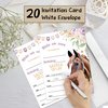 Floral Saddle Up Style Fill-In Birthday Invites(4"x6"), Horse Birthday Invitations with Envelopes(20-Pack), Birthday Party Supplies for Boys & Girls, Teen, Kids-A09
