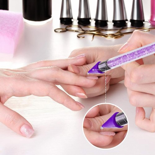 OIFEN Rhinestone Picker Tool ,2 Pcs Dual-Ended Rhinestones Applicator for Nail Art Decoration ,with 2 Extra Wax Tips and 2 Tweezers