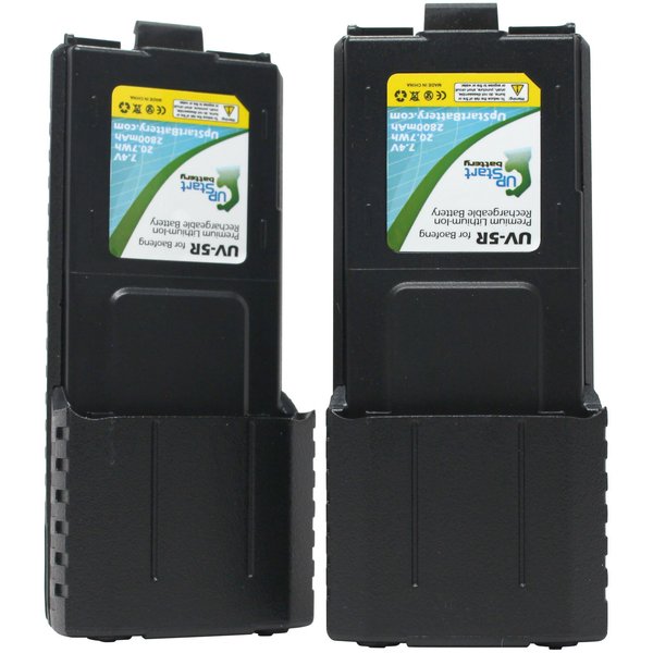 2X Pack - Baofeng BF-F9 Battery - Replacement for Baofeng UV-5R Two-Way Radio Battery (2800mAh, 7.4V, Lithium-Ion)