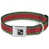Buckle-Down Seatbelt Buckle Dog Collar - Holiday Trim Stripe Green/Red - 1.5" Wide - Fits 16-23" Neck - Medium
