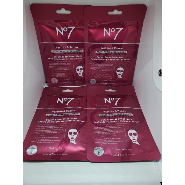 No7 Restore & Renew FACE & NECK MULTI ACTION serum boost sheet masks