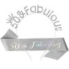 CIEHER 50th Birthday Crown & 50 and Fabulous Birthday Sash, 50th Birthday Tiara for Girls, 50th Birthday Sash 50th Birthday Decorations for Women, 50th Birthday Gifts - Silver