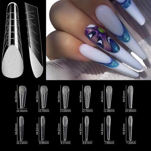 288PCS Dual Forms for Polygel Full Cover False Nail Tips with 12 Sizes Scale for Manicure Nail Art Design Salon